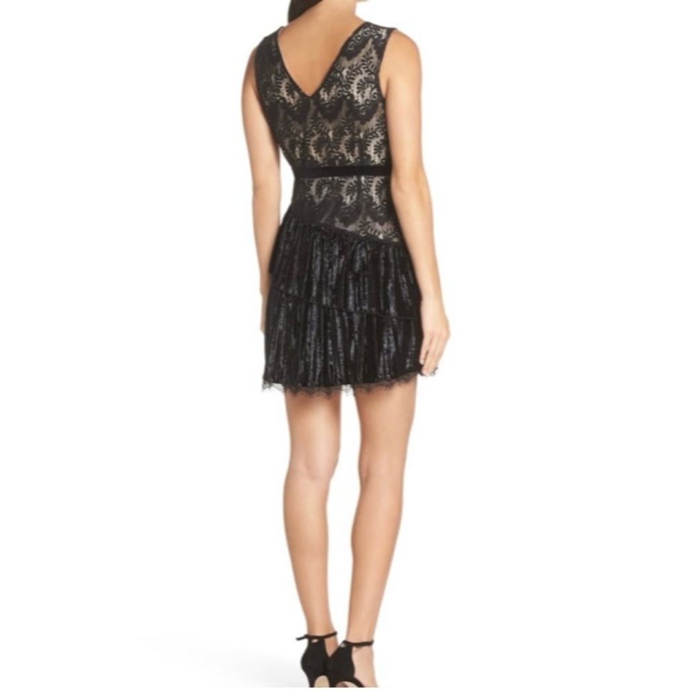 NEW ANTHROPOLOGIE FOXIEDOX Aurora S Black Lace & Velvet Ruffle Dress Size Small - Picture 5 of 15